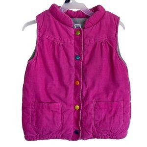 Carters Girls Pink Corduroy Puffer Vest Rainbow Snap Closure Fleece Lined Sz 6